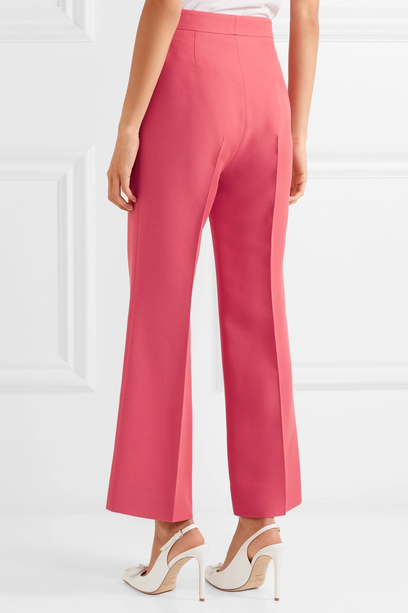 Horsebit-detailed wool and silk-blend wide-leg pants - 4