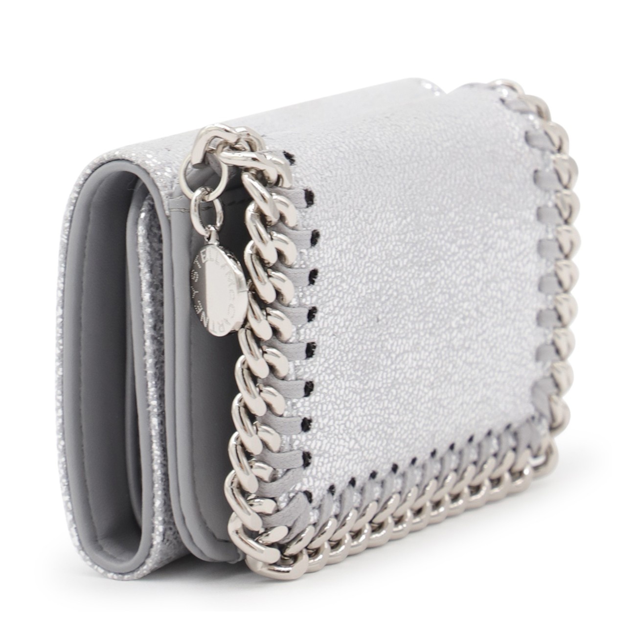 silver faux leather falabella wallet - 2