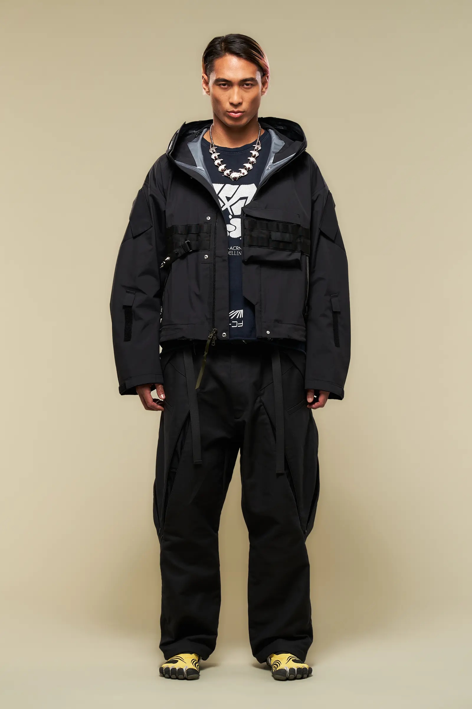P55-KI Cotton Web Belt Vent Pants Black - 28