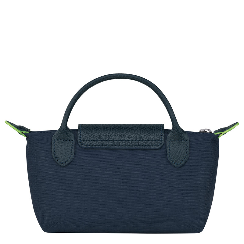 Le Pliage Green Pouch with handle Navy - Recycled canvas 4