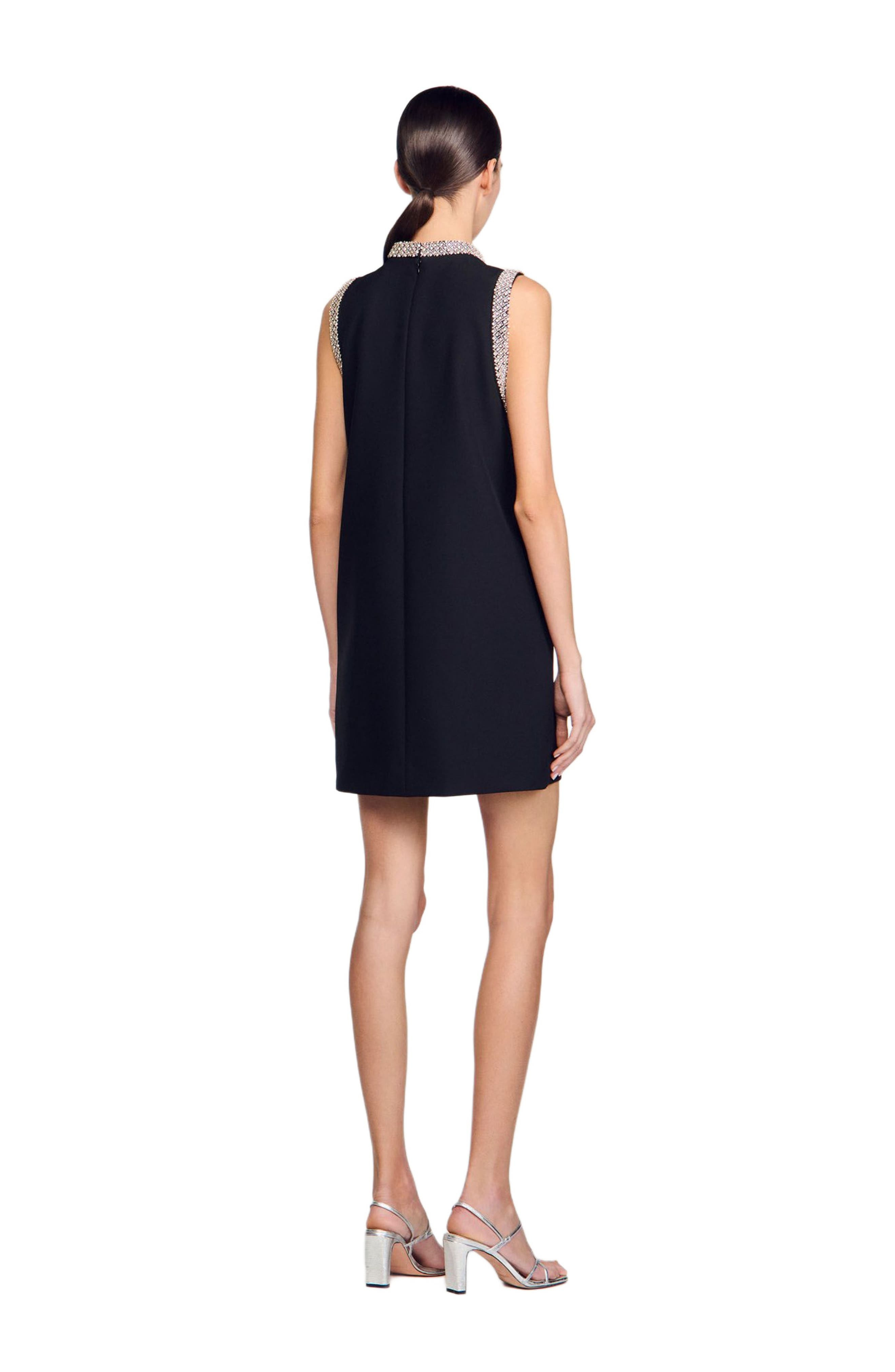 SANDRO Short dress with rhinestone details in Black at Nordstrom - 6