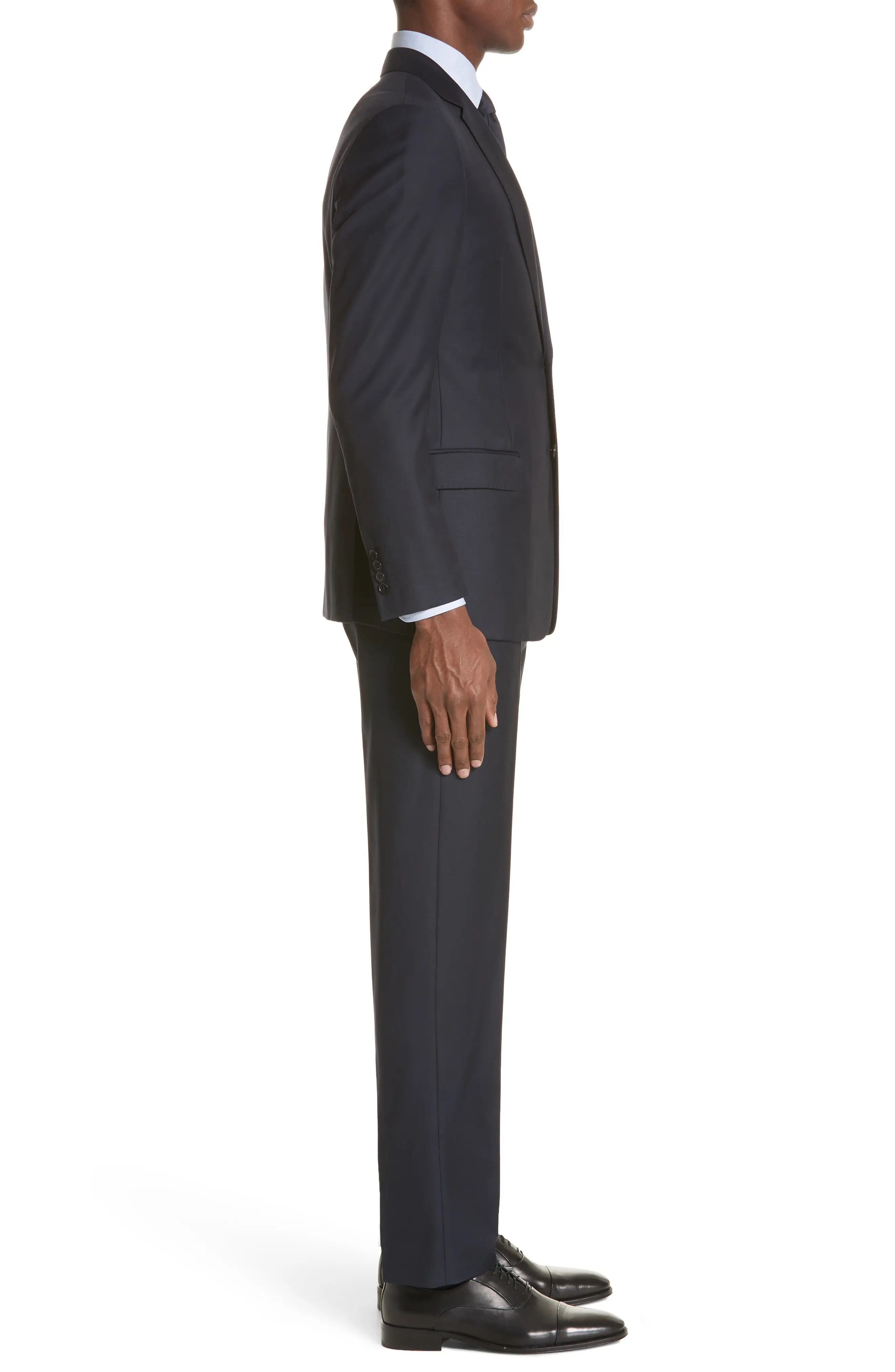 Trim Fit Solid Wool Suit - 3