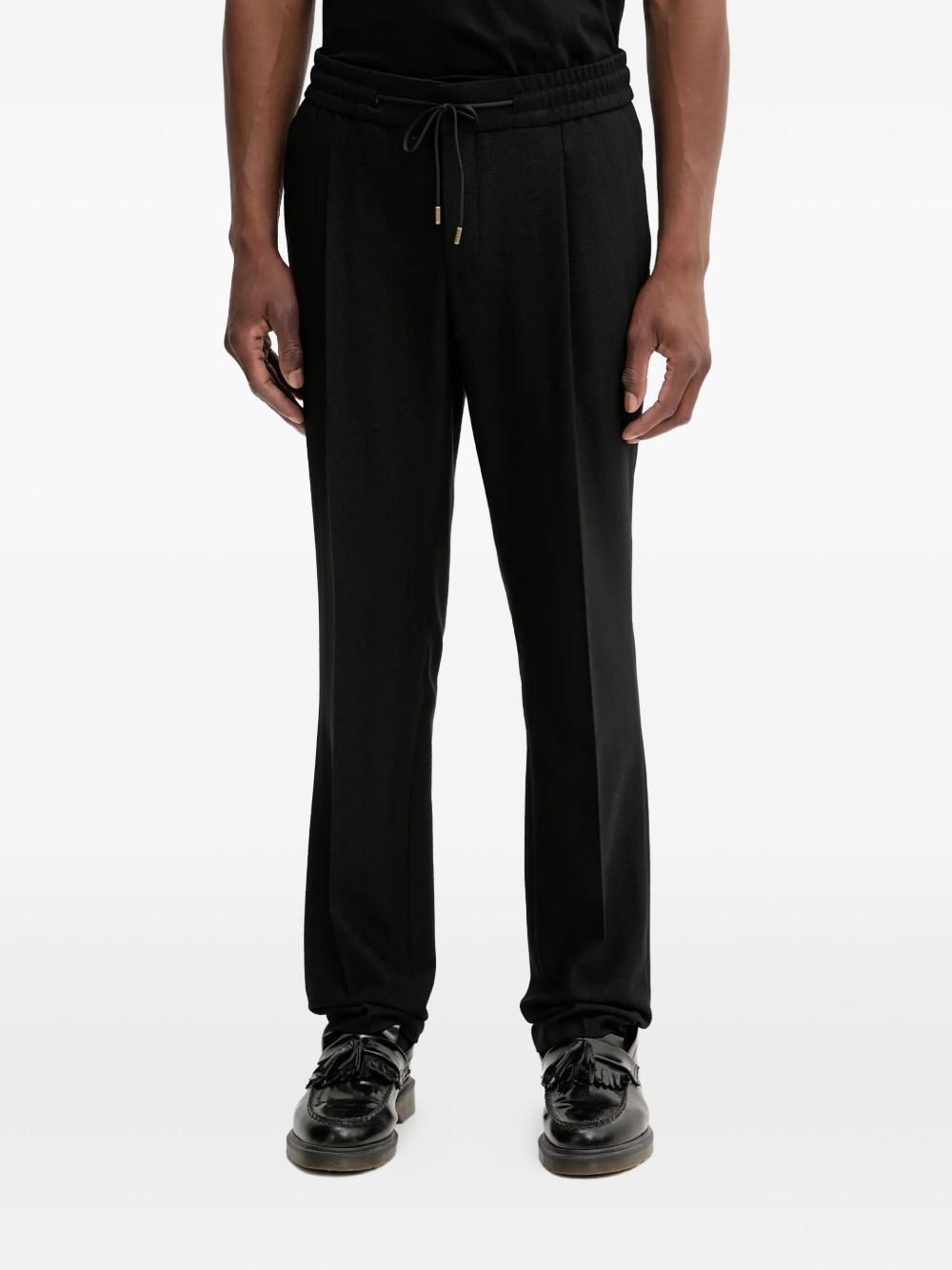 herringbone drawstring trousers - 1