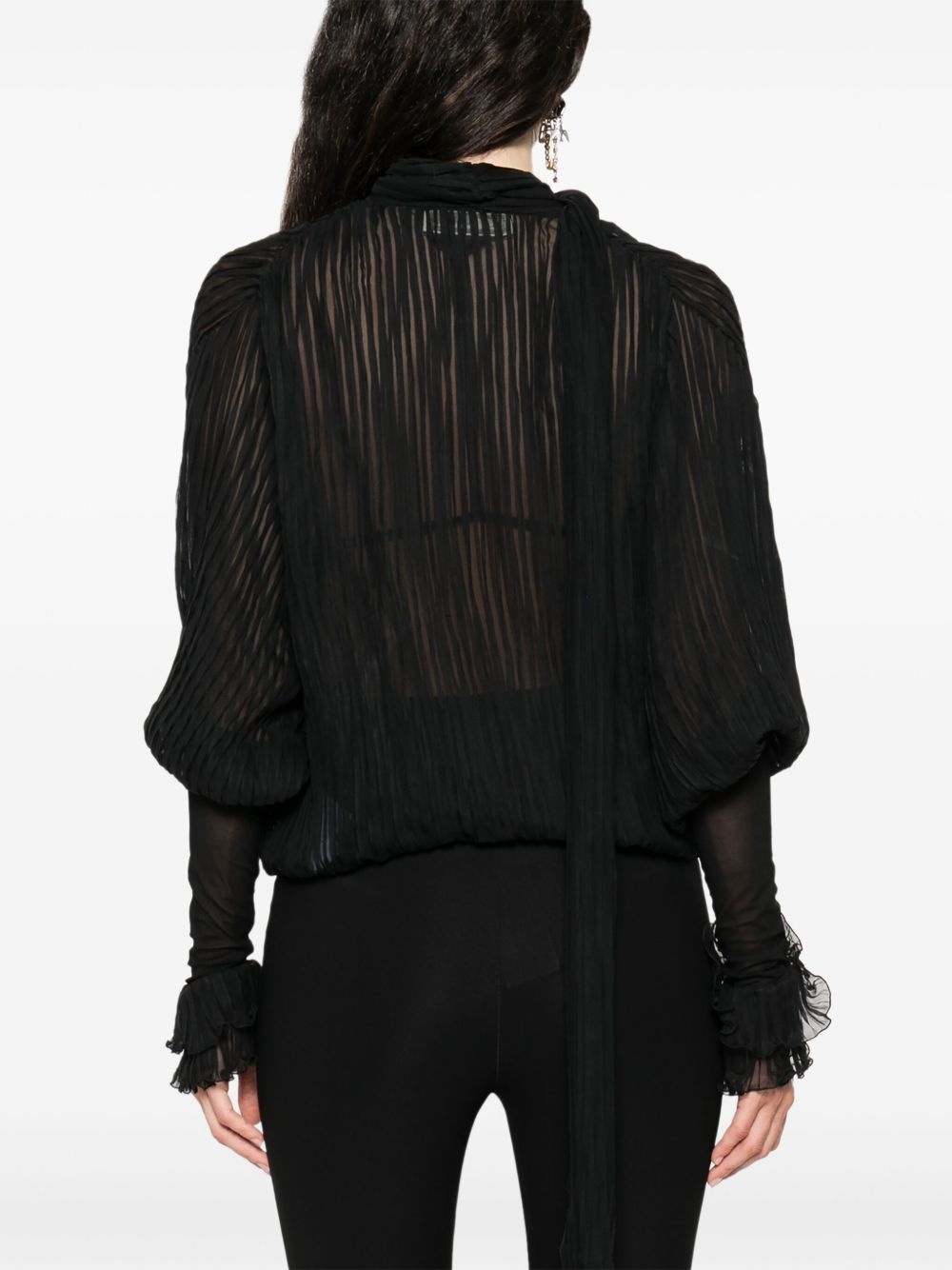 pleated silk blouse - 4