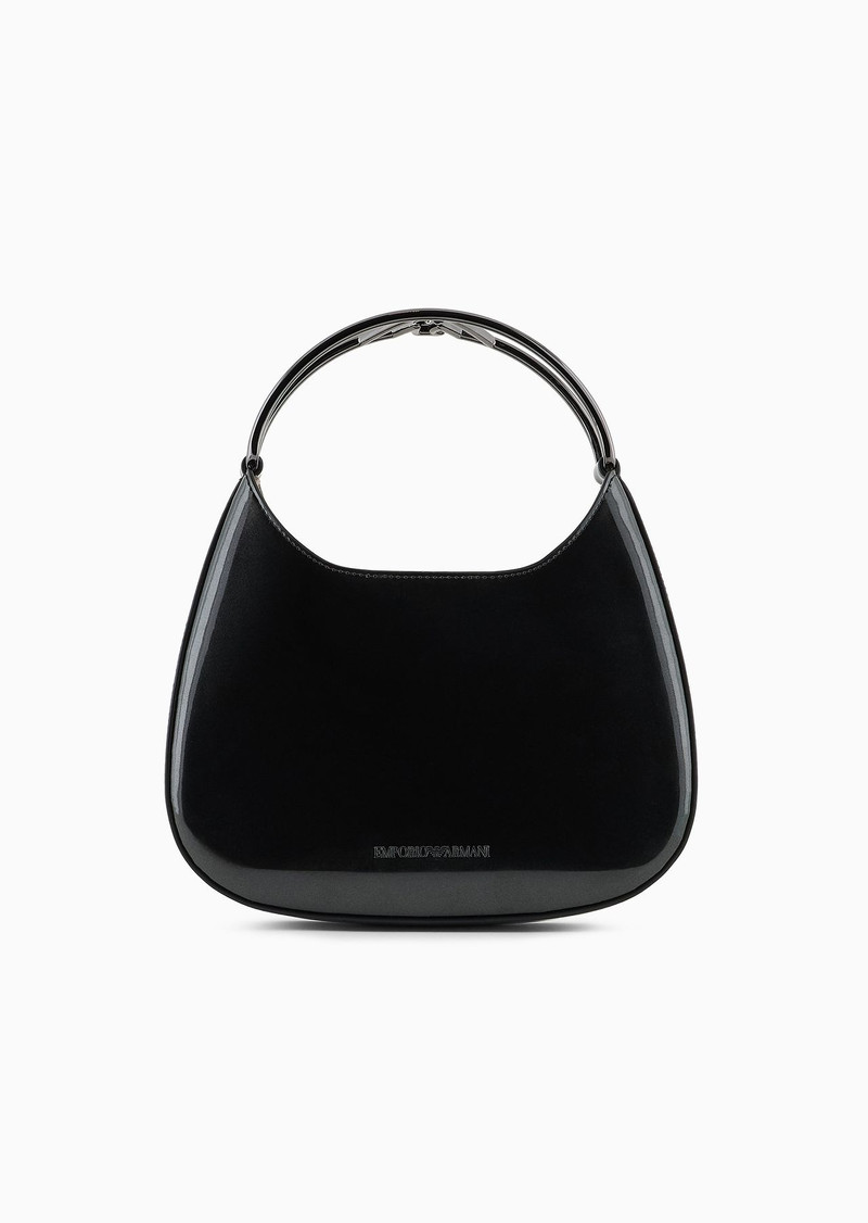 Small hobo bag in patent leather with logo metal handle 1