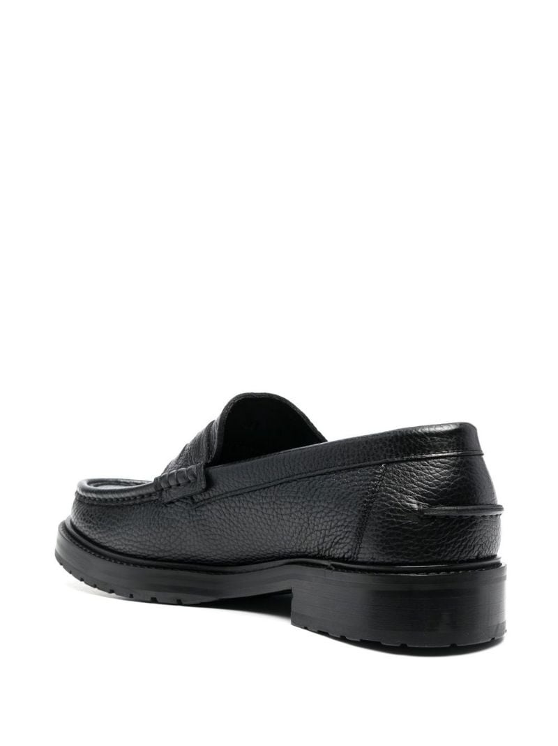 logo-plaque leather loafers - 3