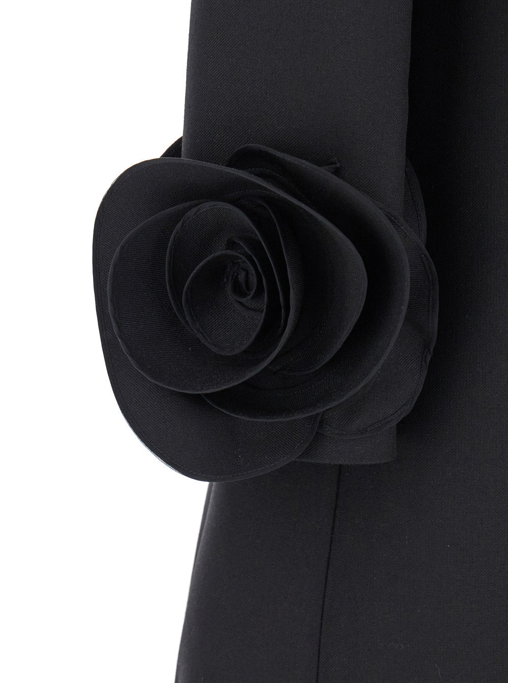 Valentino Women Black Crewneck Short Dress With Floral Detail In Wool Woman - 3