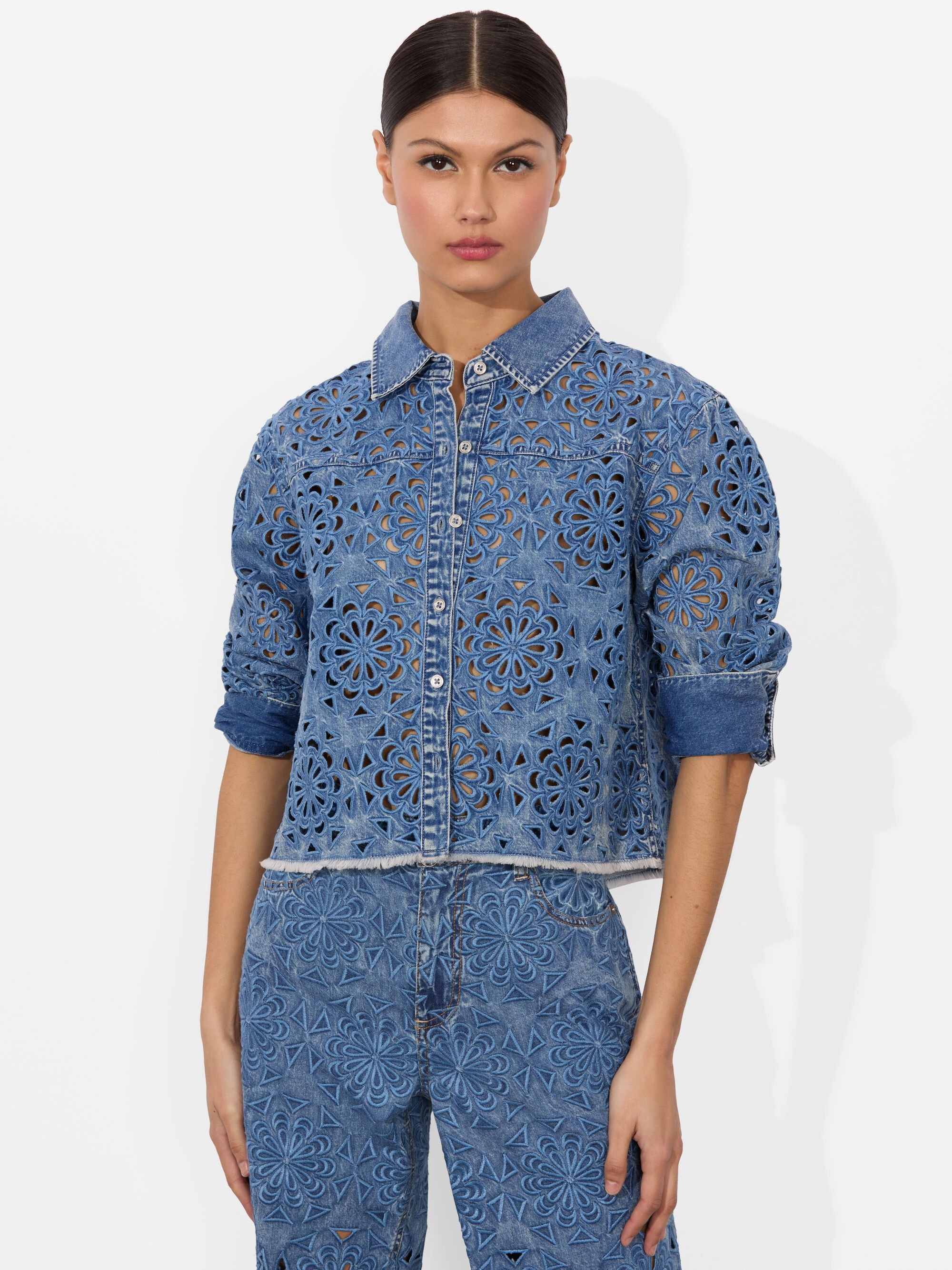 FINELY LASERCUT DENIM SHIRT - 2
