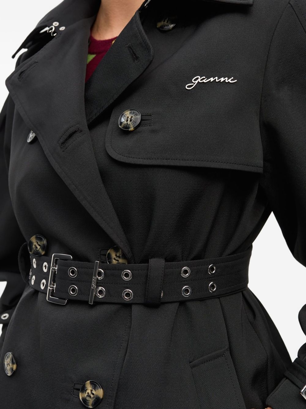 balloon-sleeve trench coat - 5