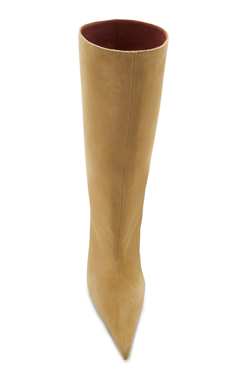 Amina Muaddi Fiona Suede Ankle Boots neutral outlook