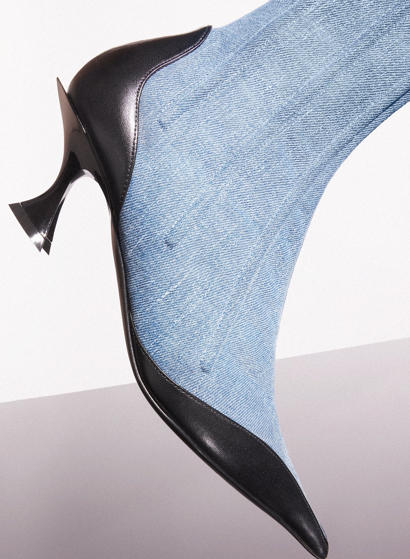 blue boned denim fang 55 ankle boots - 3