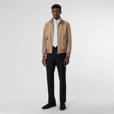 Burberry Icon Stripe Detail Cotton Gabardine Harrington Jacket outlook