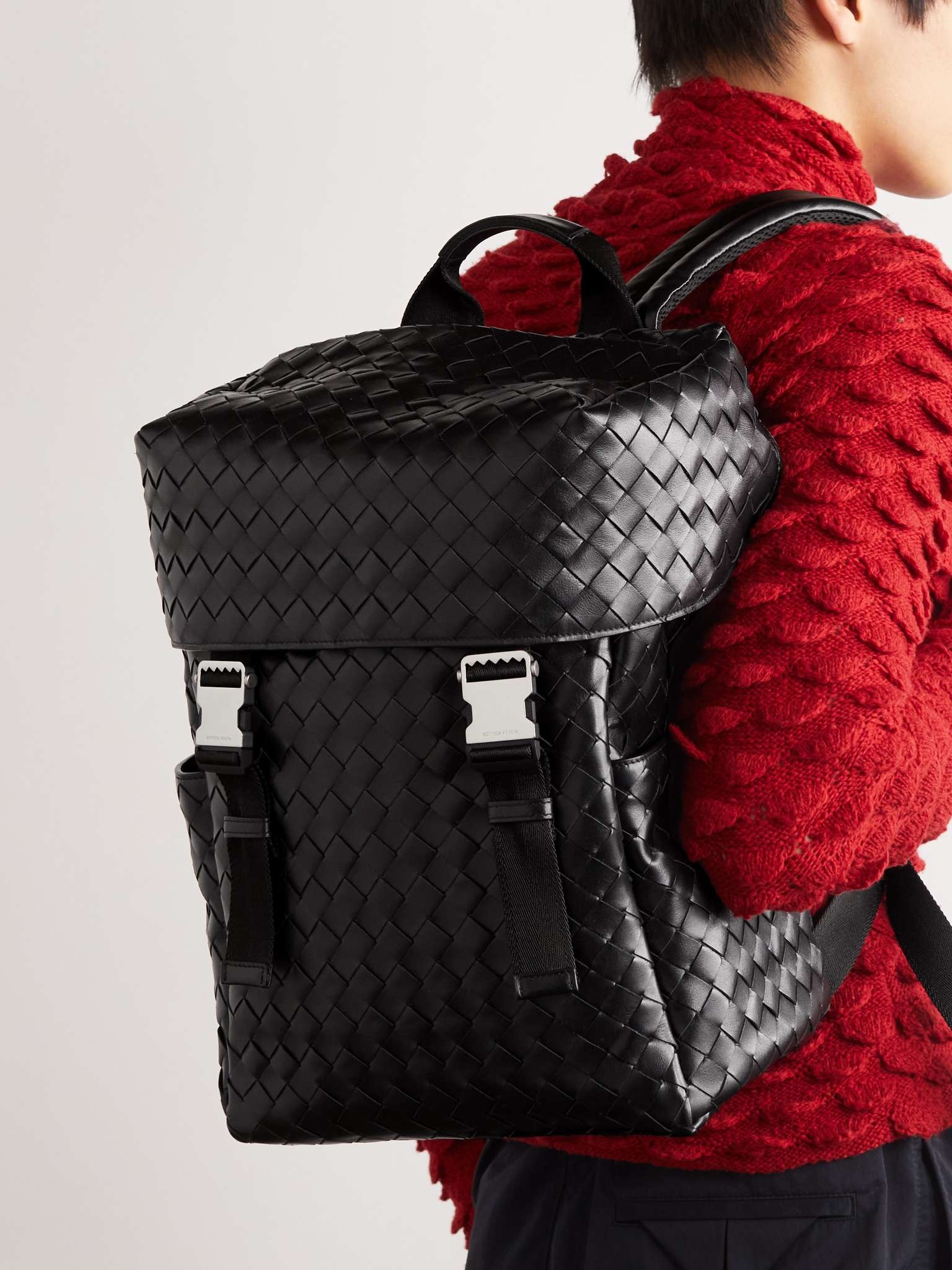 Intrecciato Leather and Mesh Backpack - 2