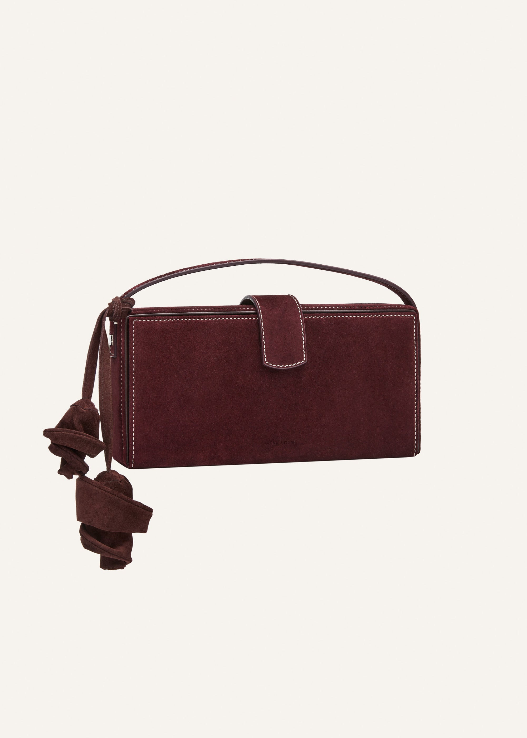 Apolonia bag in burgundy suede with flower charm - 2