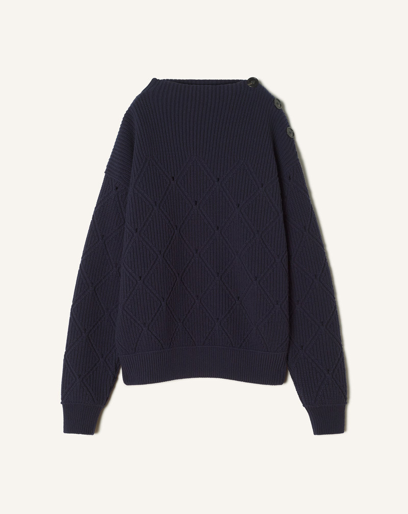 DIAMOND DETAIL WOOL PULLOVER SWEATER 1