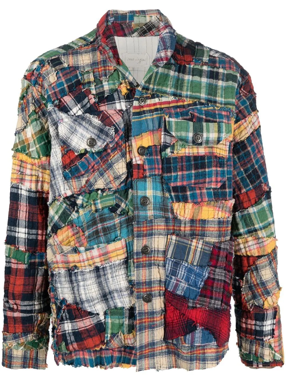 patchwork checked shirt - 1