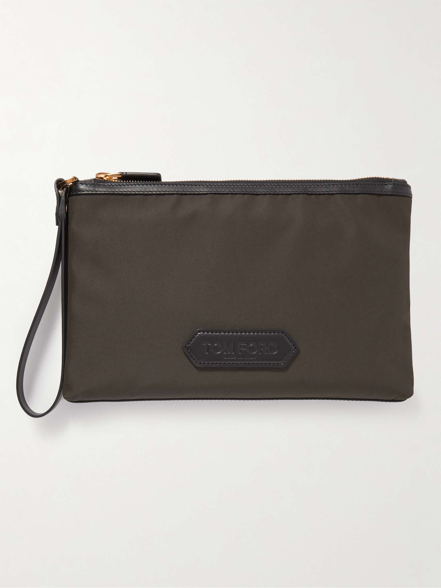 Leather-Trimmed Recycled Nylon Pouch - 1