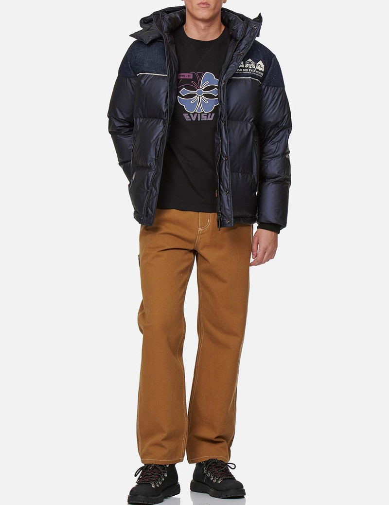 Daicock Print Fabric-mixed Down Jacket 6