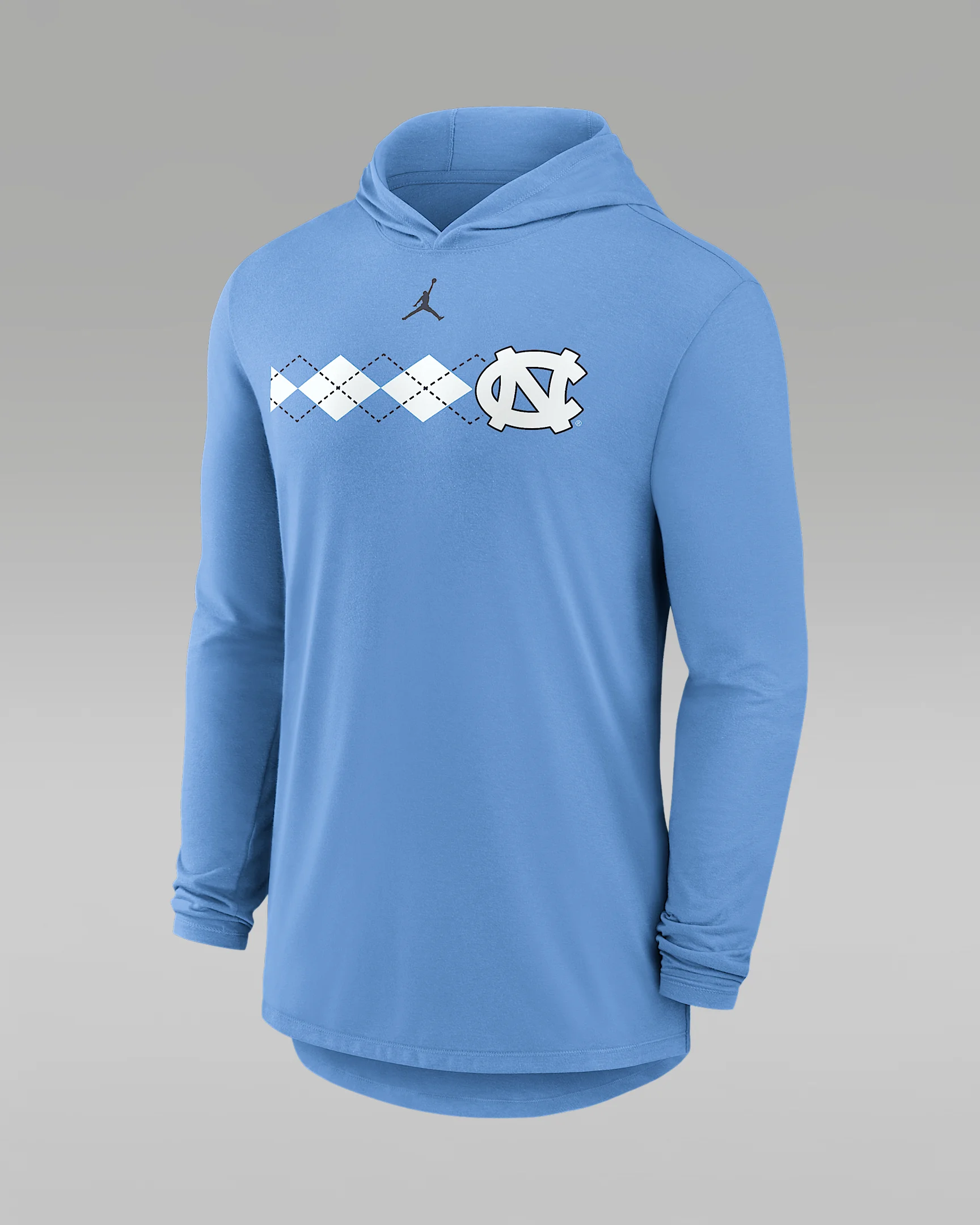 North Carolina Primetime Pattern Men's Jordan Brand Dri-FIT College Long-Sleeve Hooded T-Shirt - 1