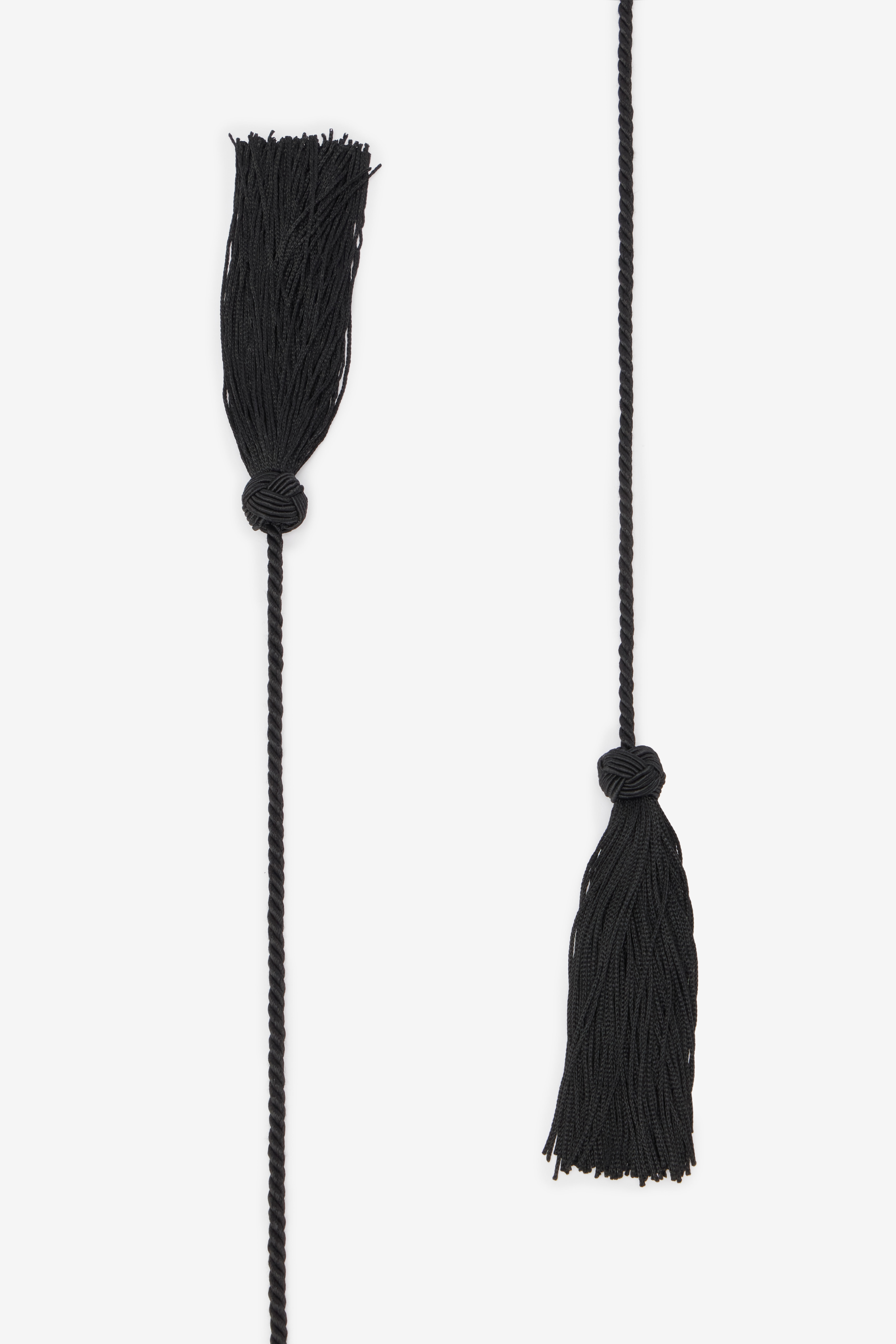 Black Velvet Corset Belt With Tassels - 3
