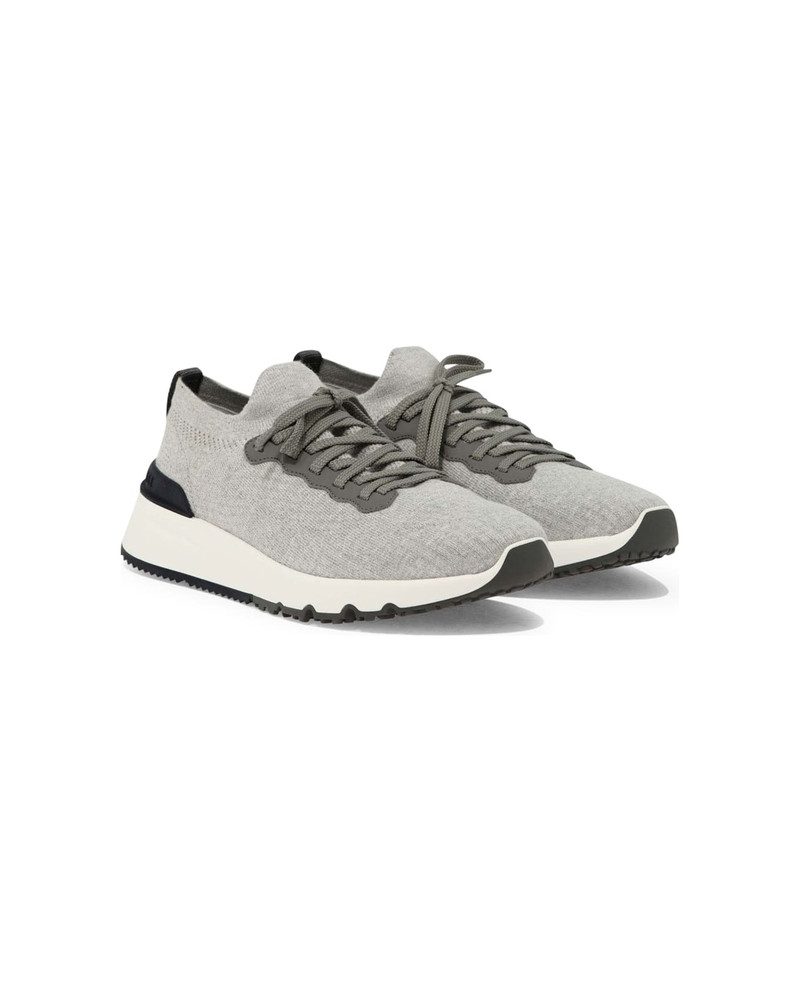 Brunello Cucinelli Knitted Lace-up Sneakers outlook