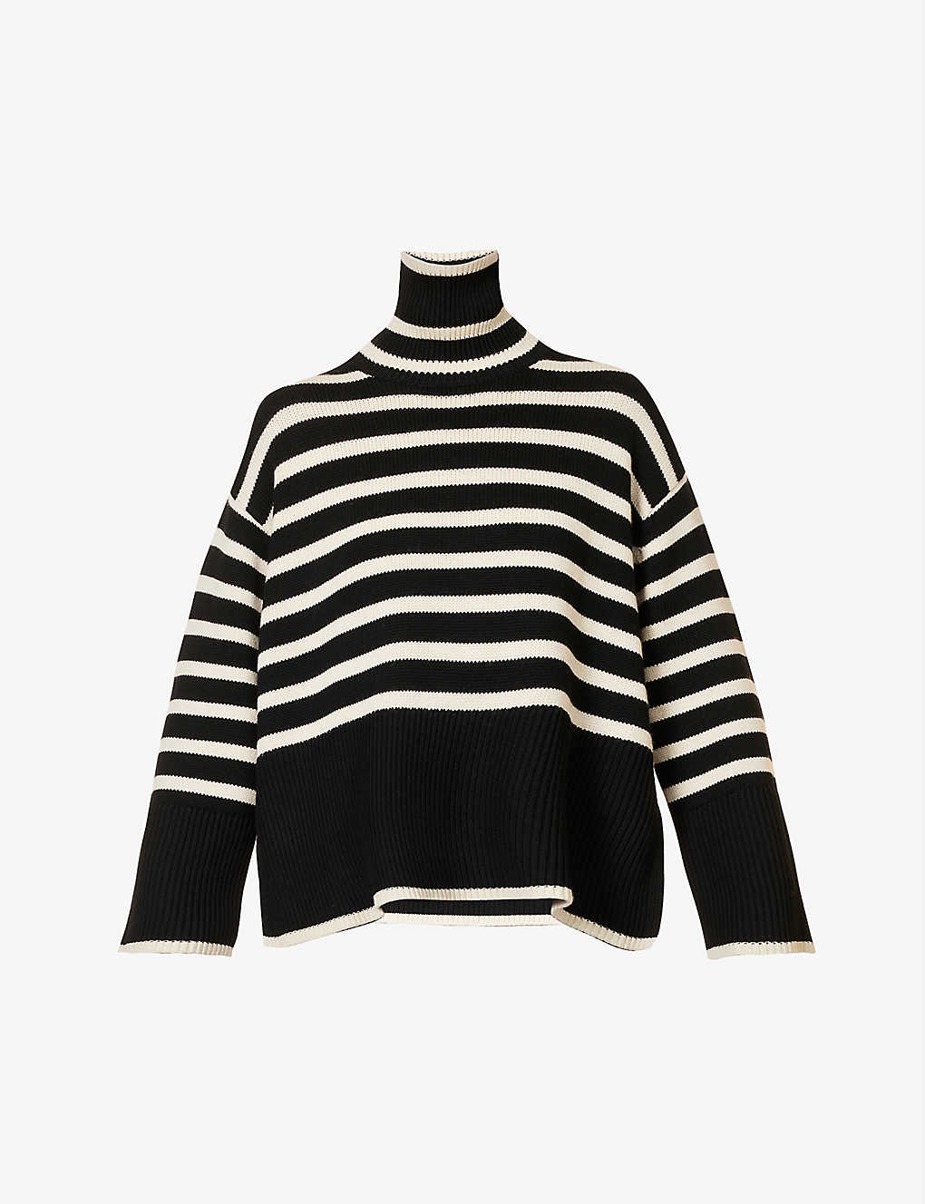 Striped turtleneck wool-blend knitted jumper - 1