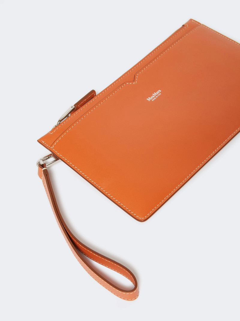 Max Mara Wrist-strap leather pouch - TANGERINE outlook