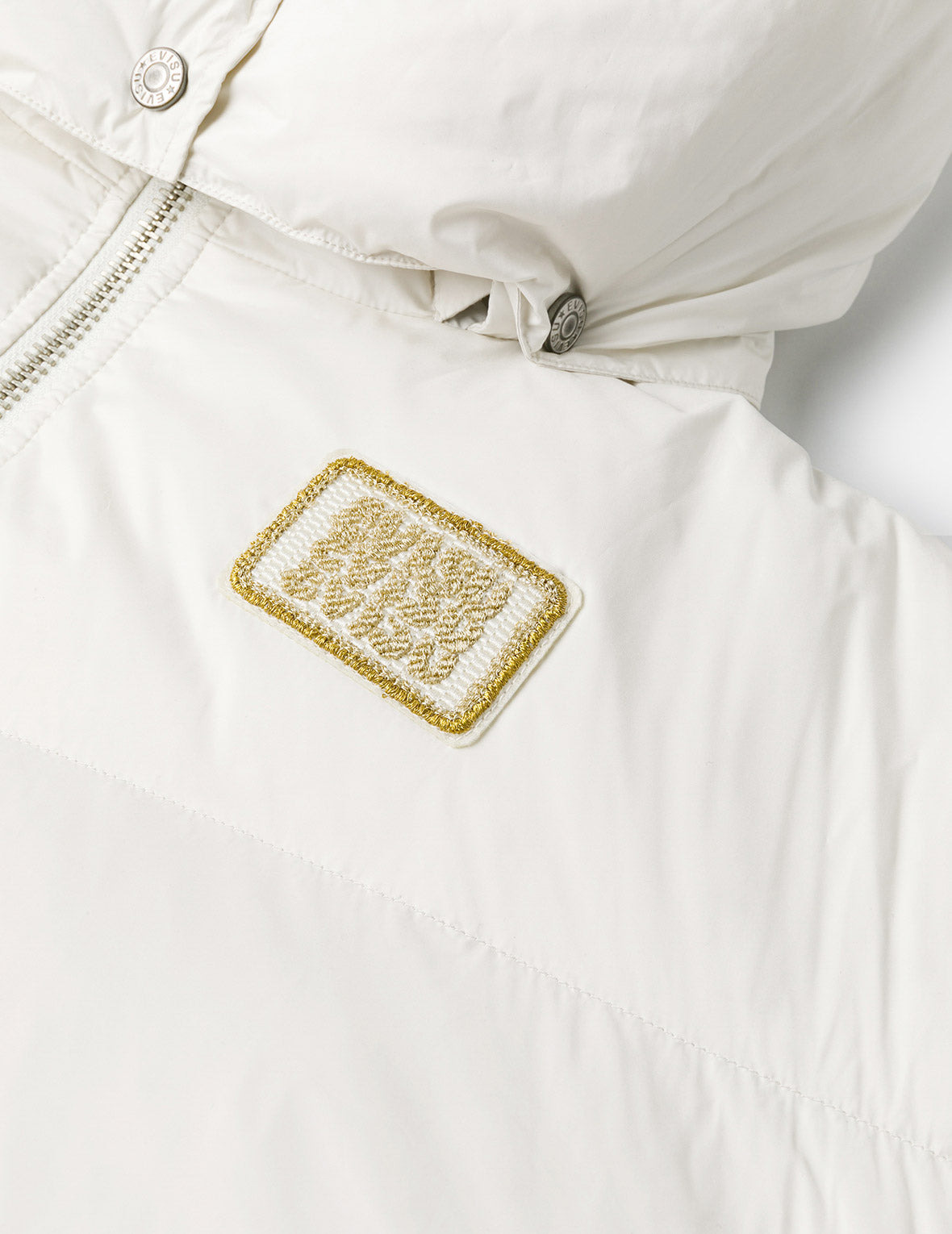 Gold-Thread Cat Appliqué Fashion Fit Down Jacket with Detachable Hood - 6