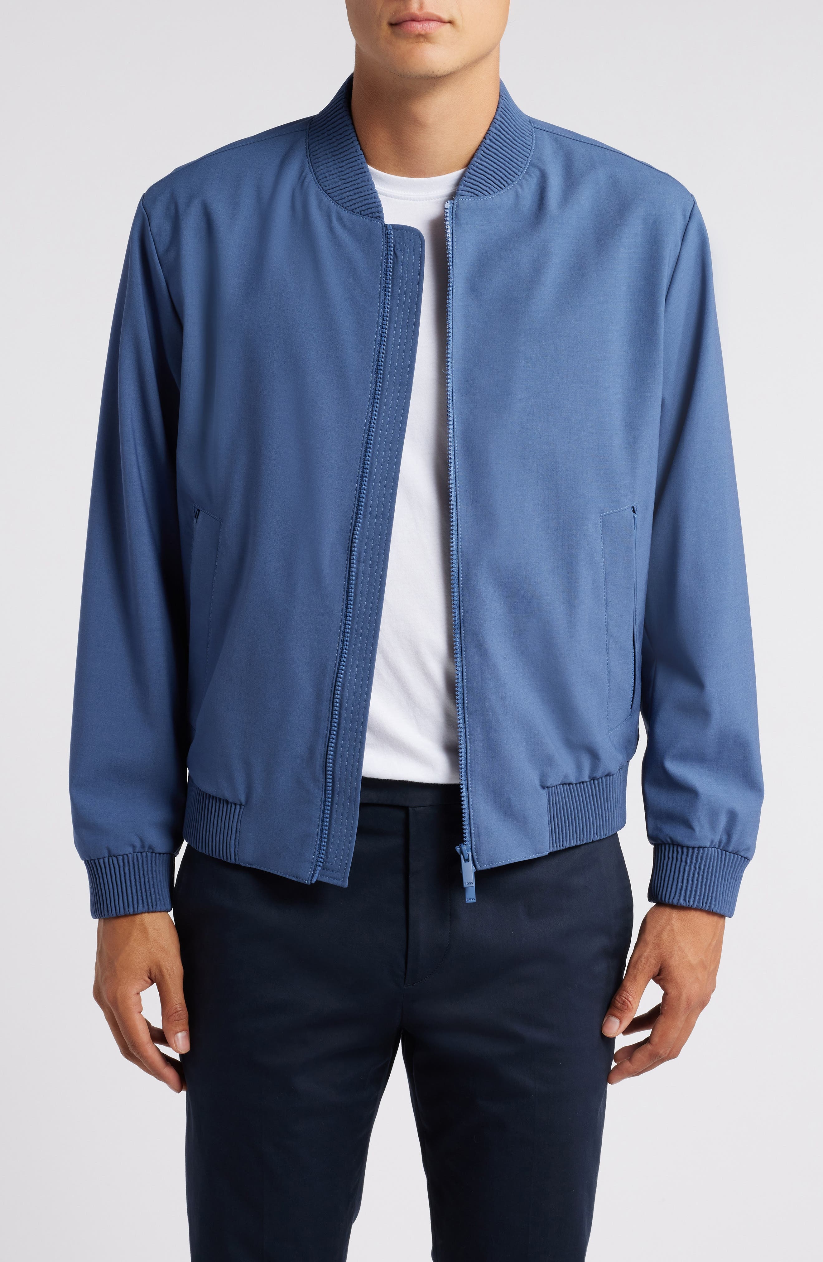 BOSS Hanry Stretch Virgin Wool Blend Jacket in Navy at Nordstrom - 1