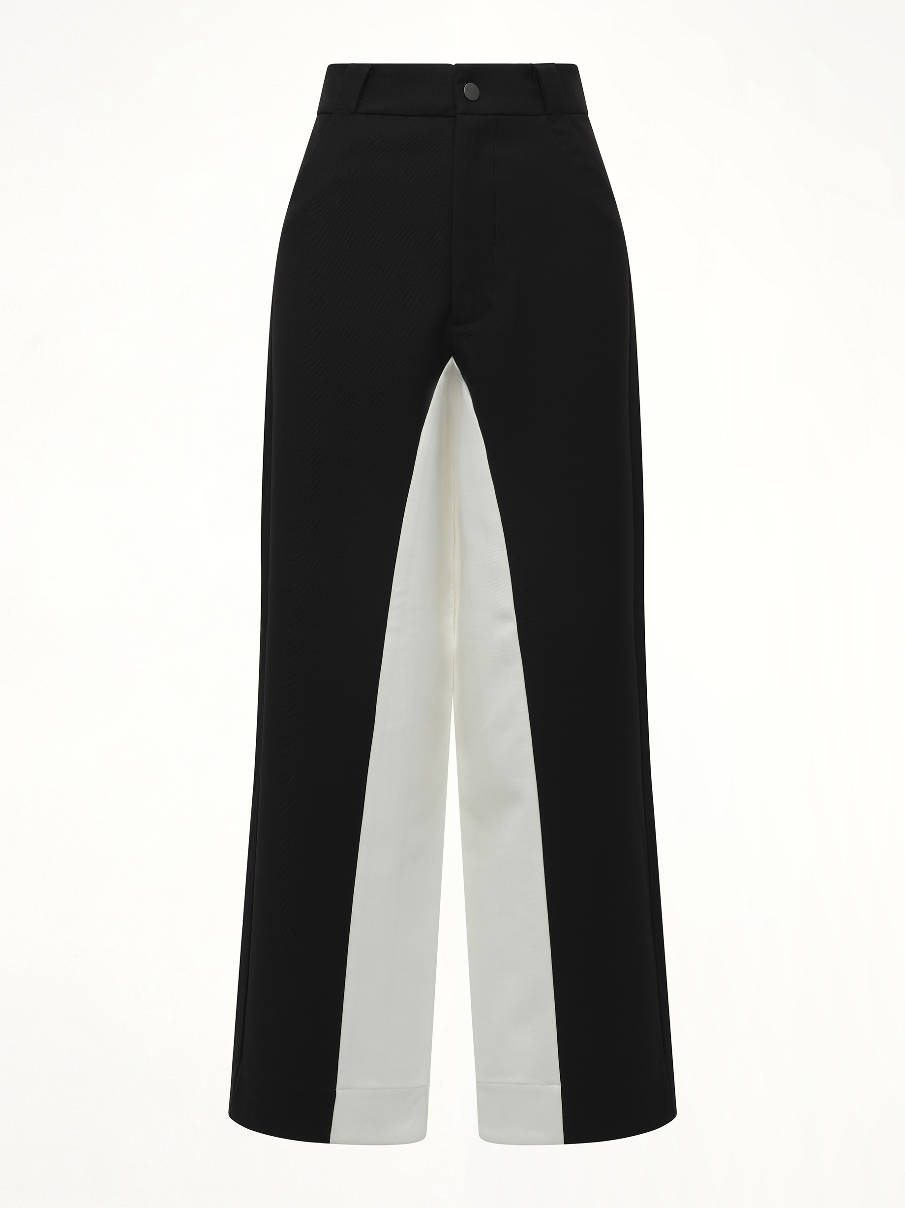 Black & White Stitched Suit Pants in Black - 2
