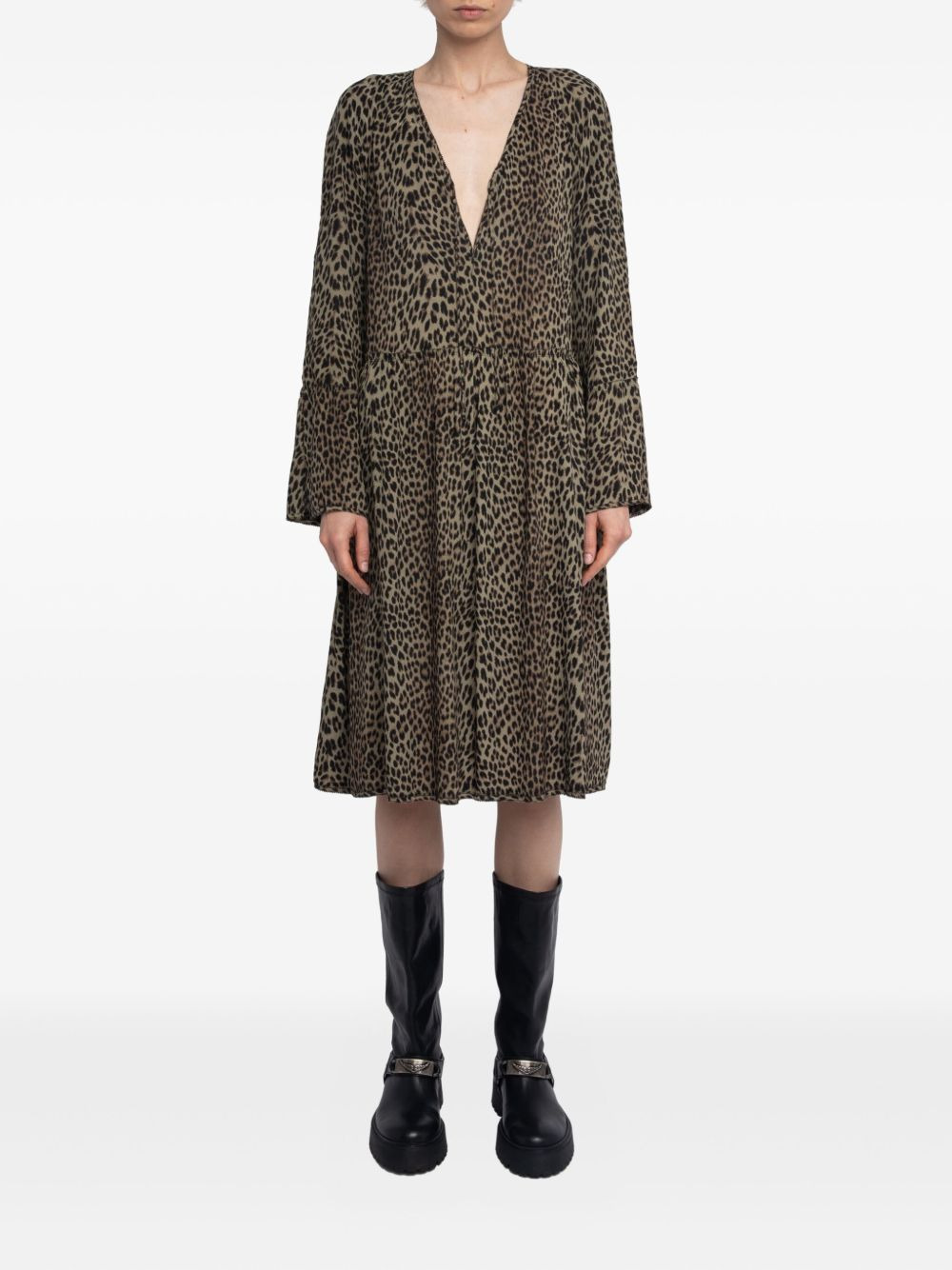 Rinas leopard-print V-neck mini dress - 2