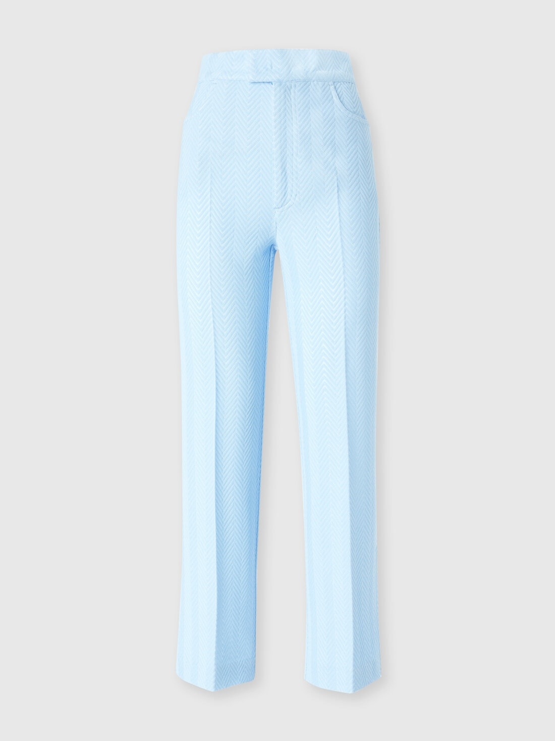 Classic trousers in cotton and zigzag viscose with cropped hem - 1