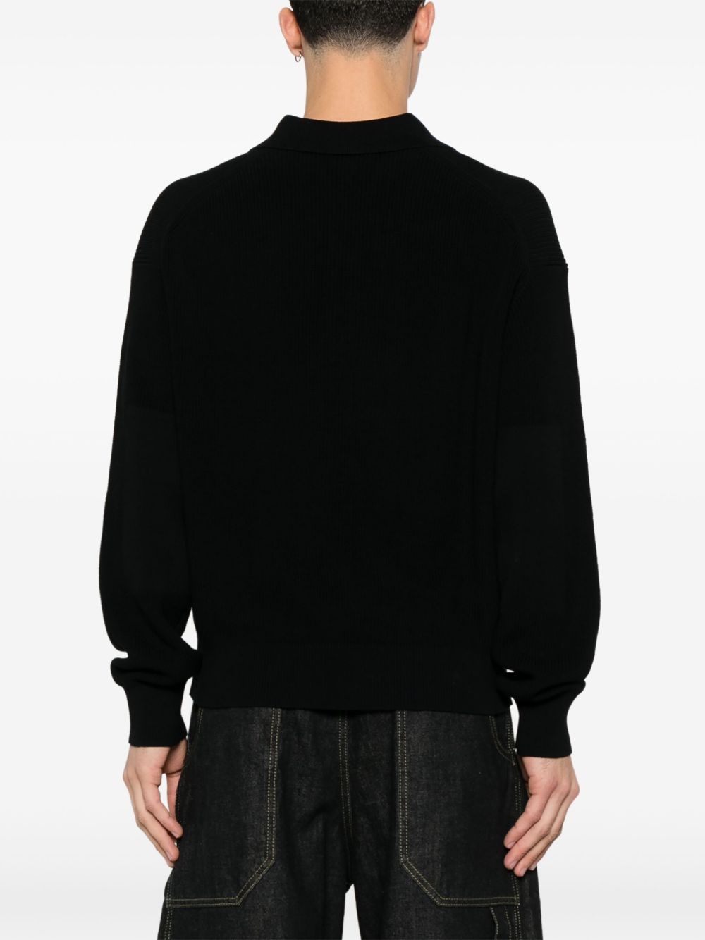 ribbed-knit polo shirt - 3