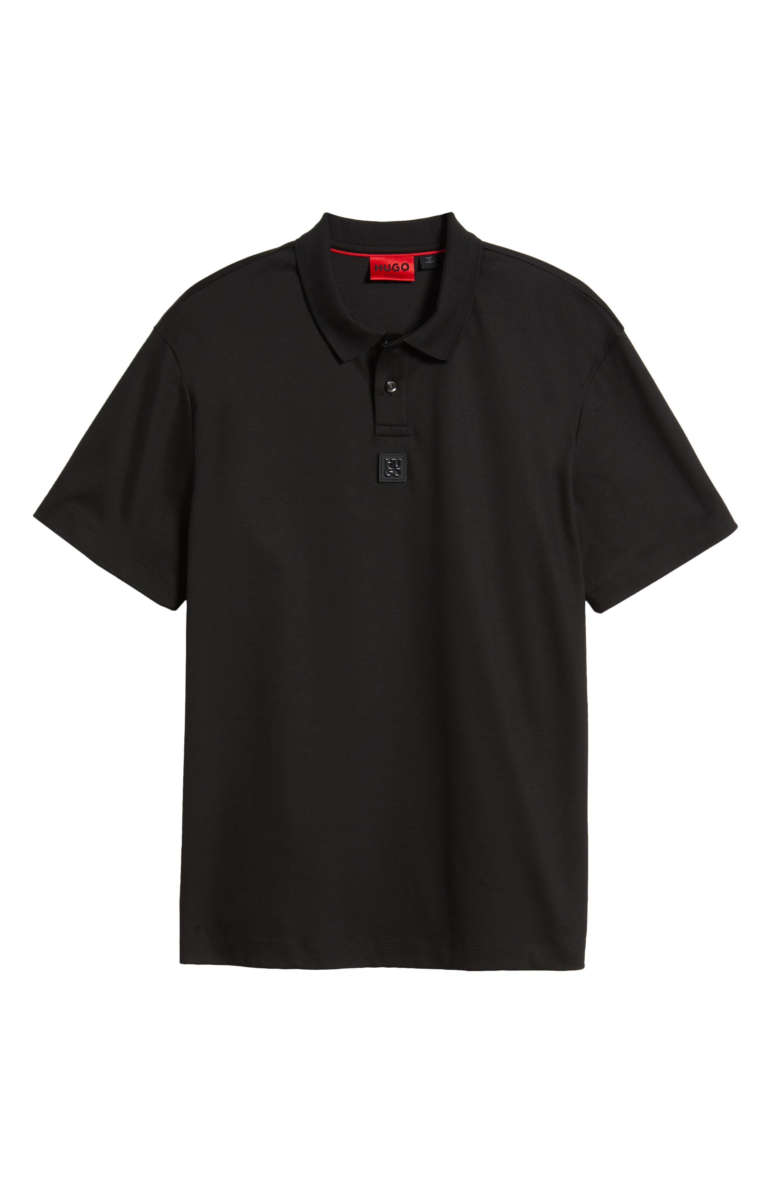 HUGO Deabono Solid Black Cotton Polo at Nordstrom - 5