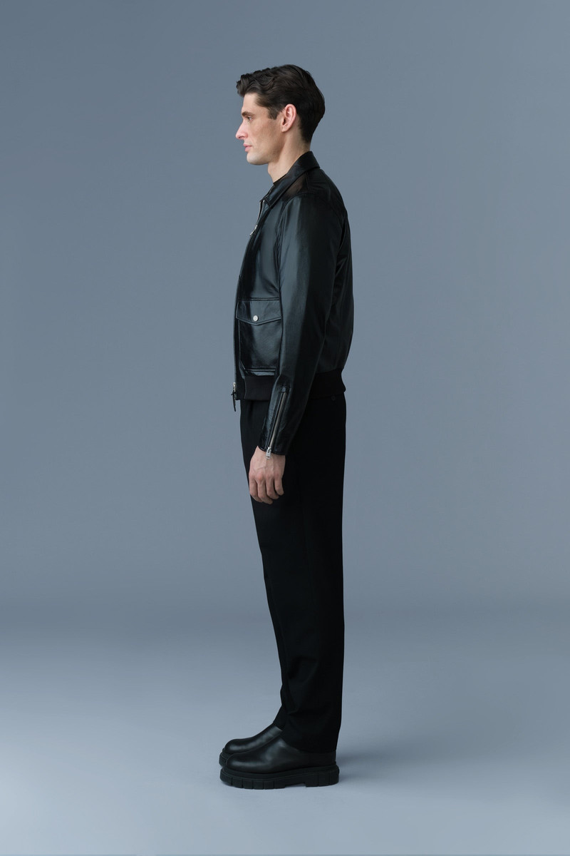 MACKAGE CHANCE Spread Collar Leather Jacket outlook