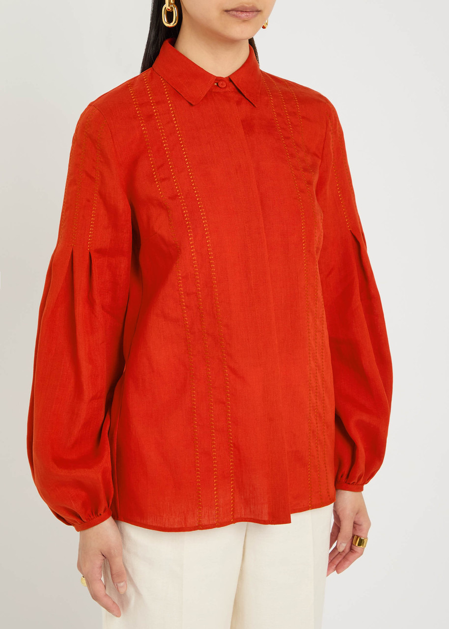 Gabriela Hearst Inga Pleated Linen Blouse - 2