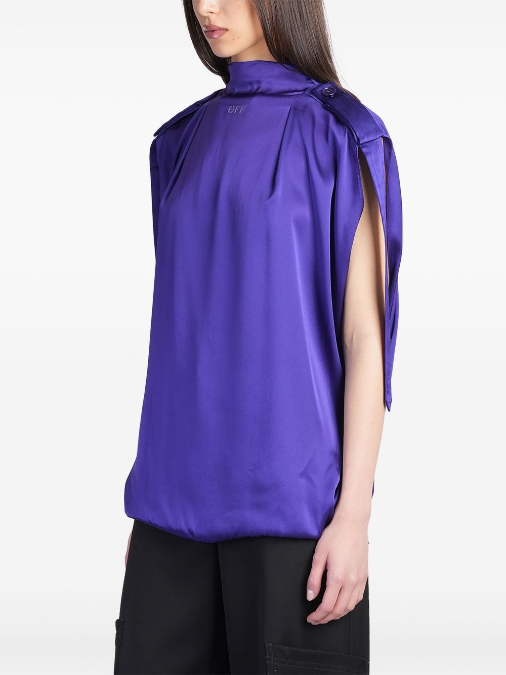 logo-embroidered blouse - 3