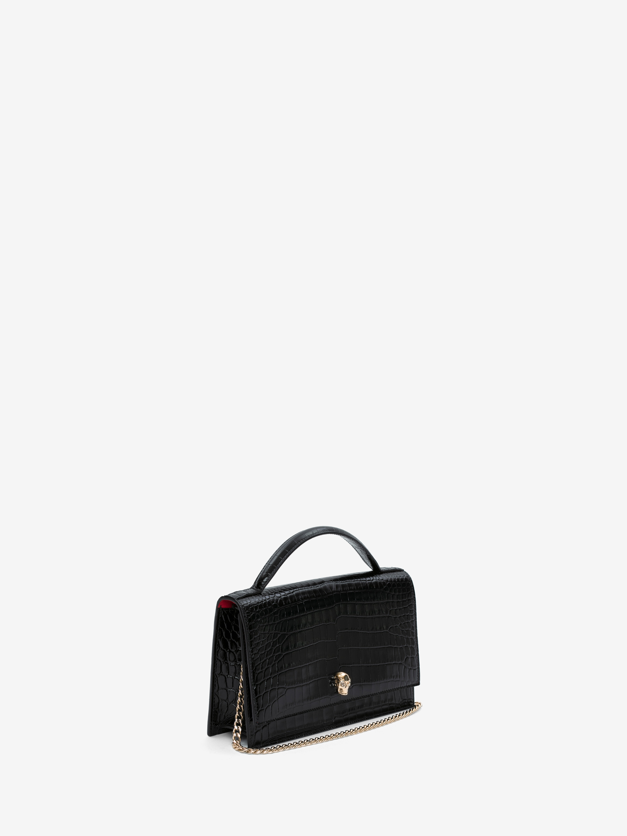 Women's Top Handle Skull Bag in Black - 2
