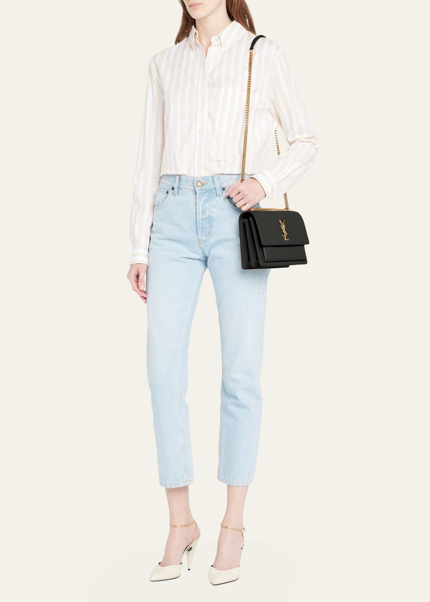 Sunset Medium YSL Crossbody Bag in Smooth Leather - 4