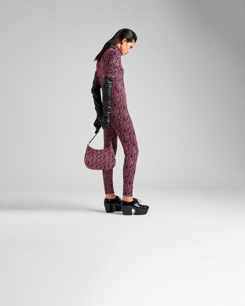 Prada Prada Cleo jacquard knit and leather bag outlook