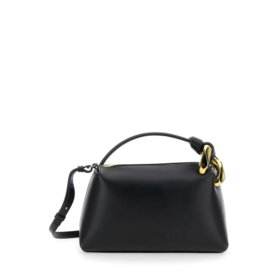 J.W. Anderson Corner Black Handbag With Metallic Knot Detail In Leather - 1