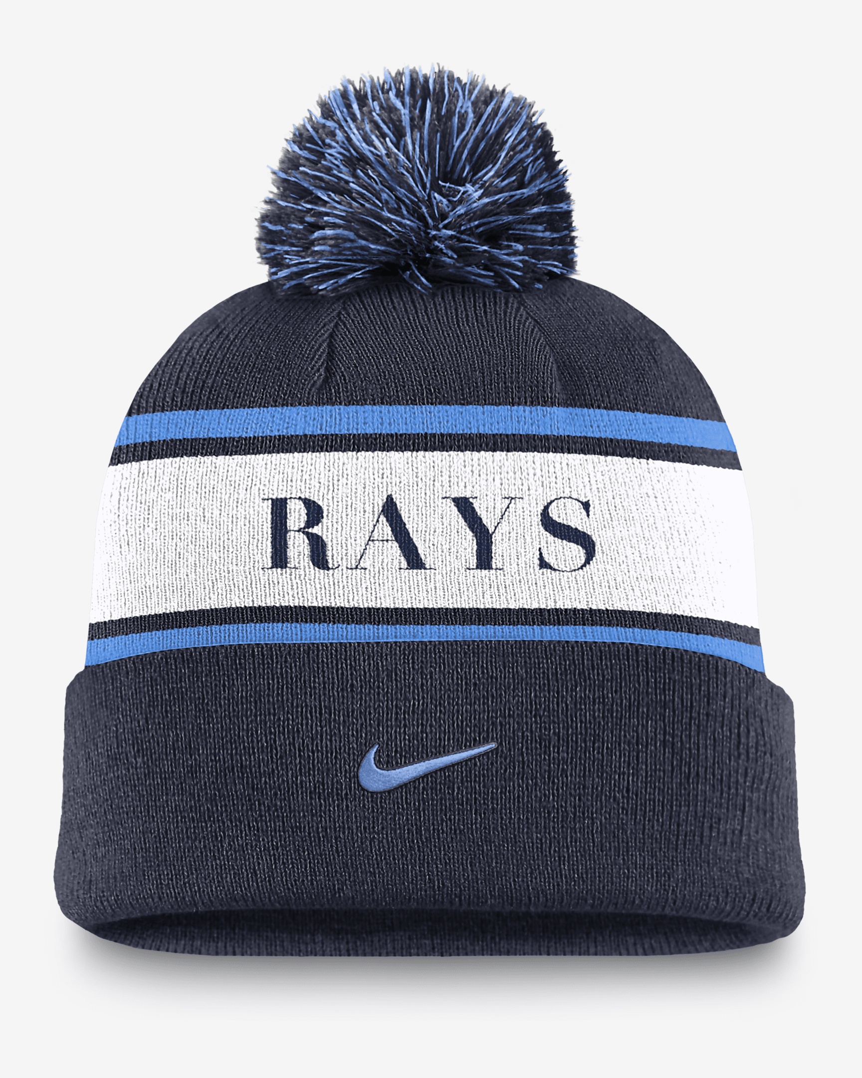 Tampa Bay Rays Team Stripe Peak Men's Nike MLB Cuffed Pom Beanie - 2