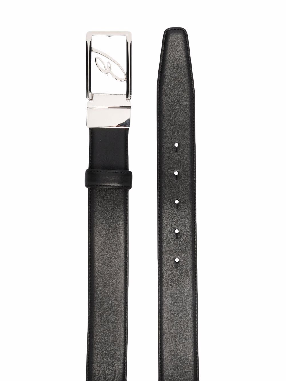 logo-plaque leather belt - 2