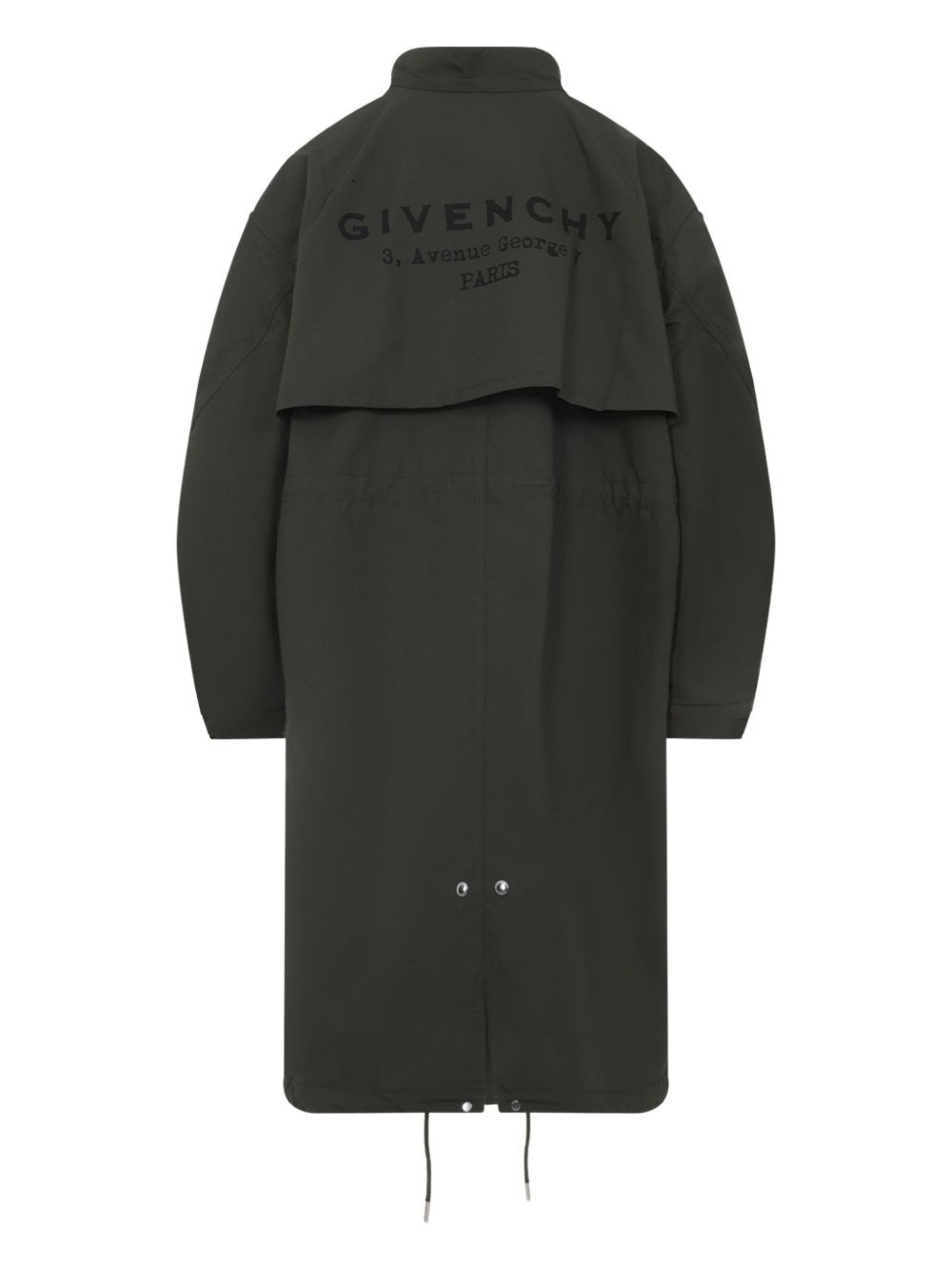 collared drawstring parka coat - 2