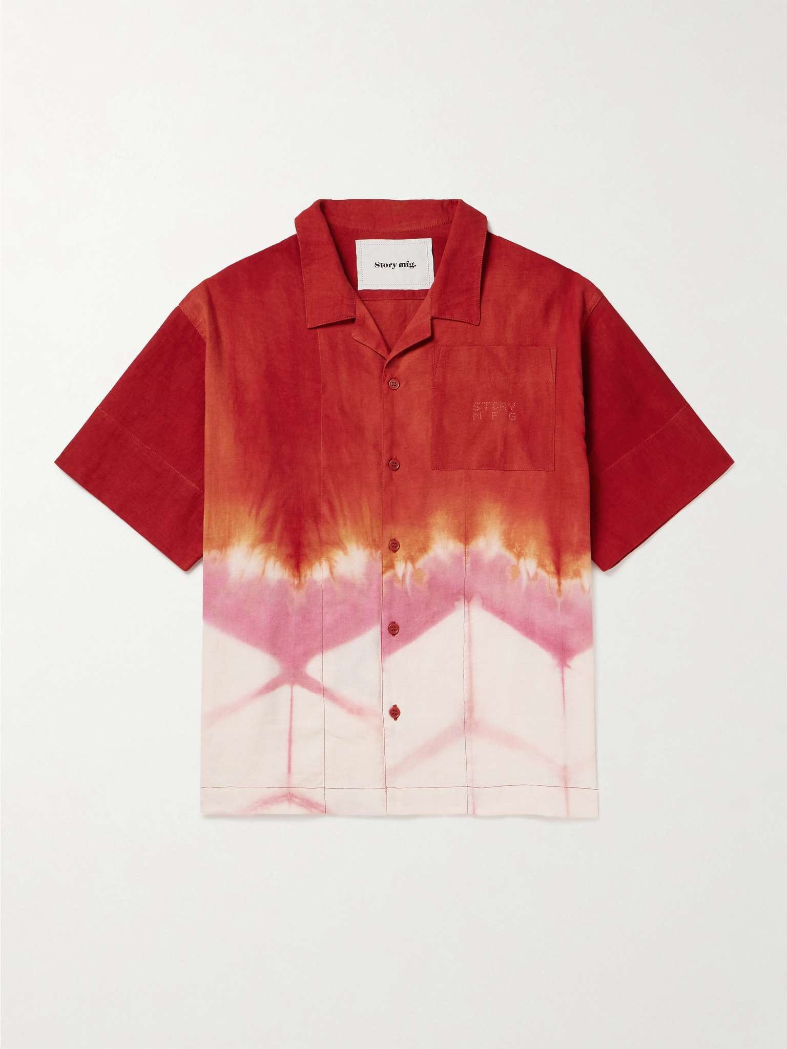 Greetings Camp-Collar Tie-Dyed Cotton and Linen-Blend Shirt - 1