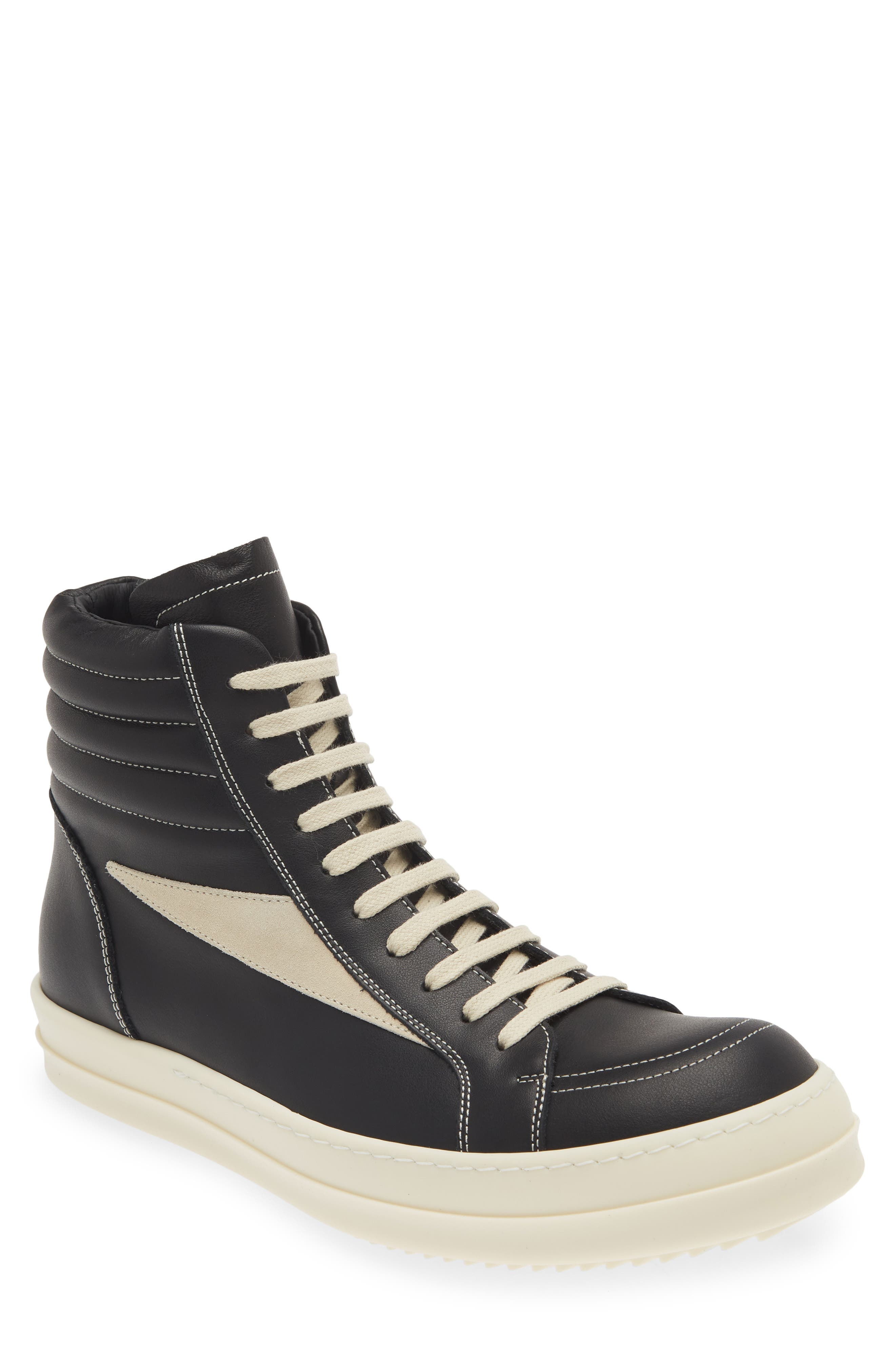 Rick Owens Porterville High Top Sneaker in Black/Milk/Milk at Nordstrom - 1