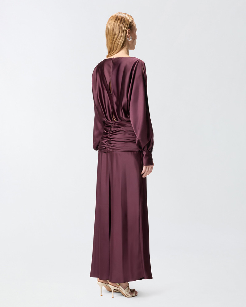 LONG SATIN DRESS WITH DRAPING 5