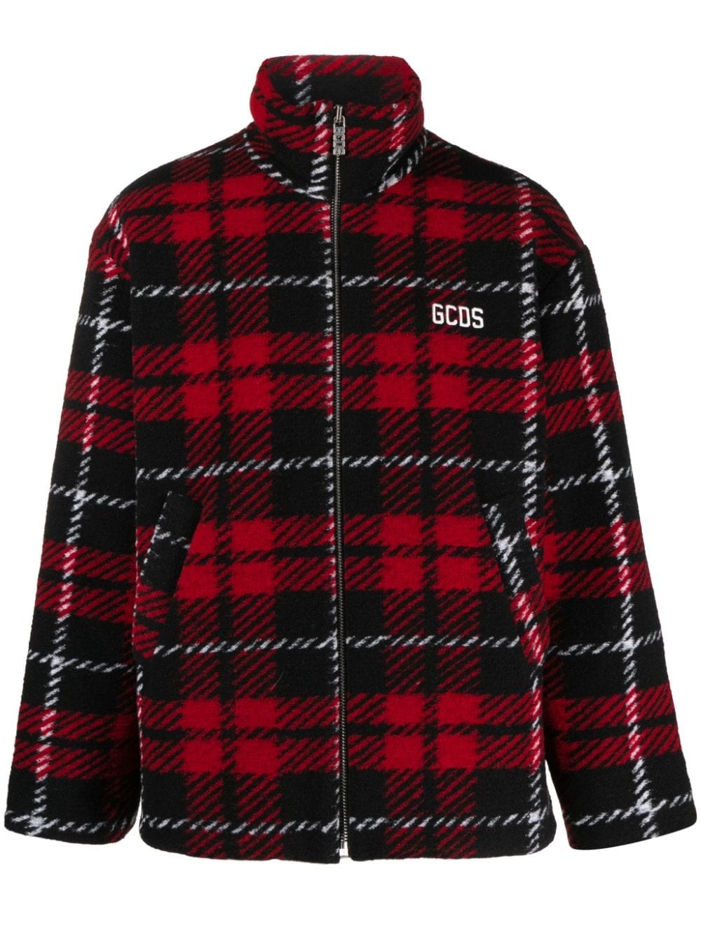 tartan-check zip-up bomber jacket - 1