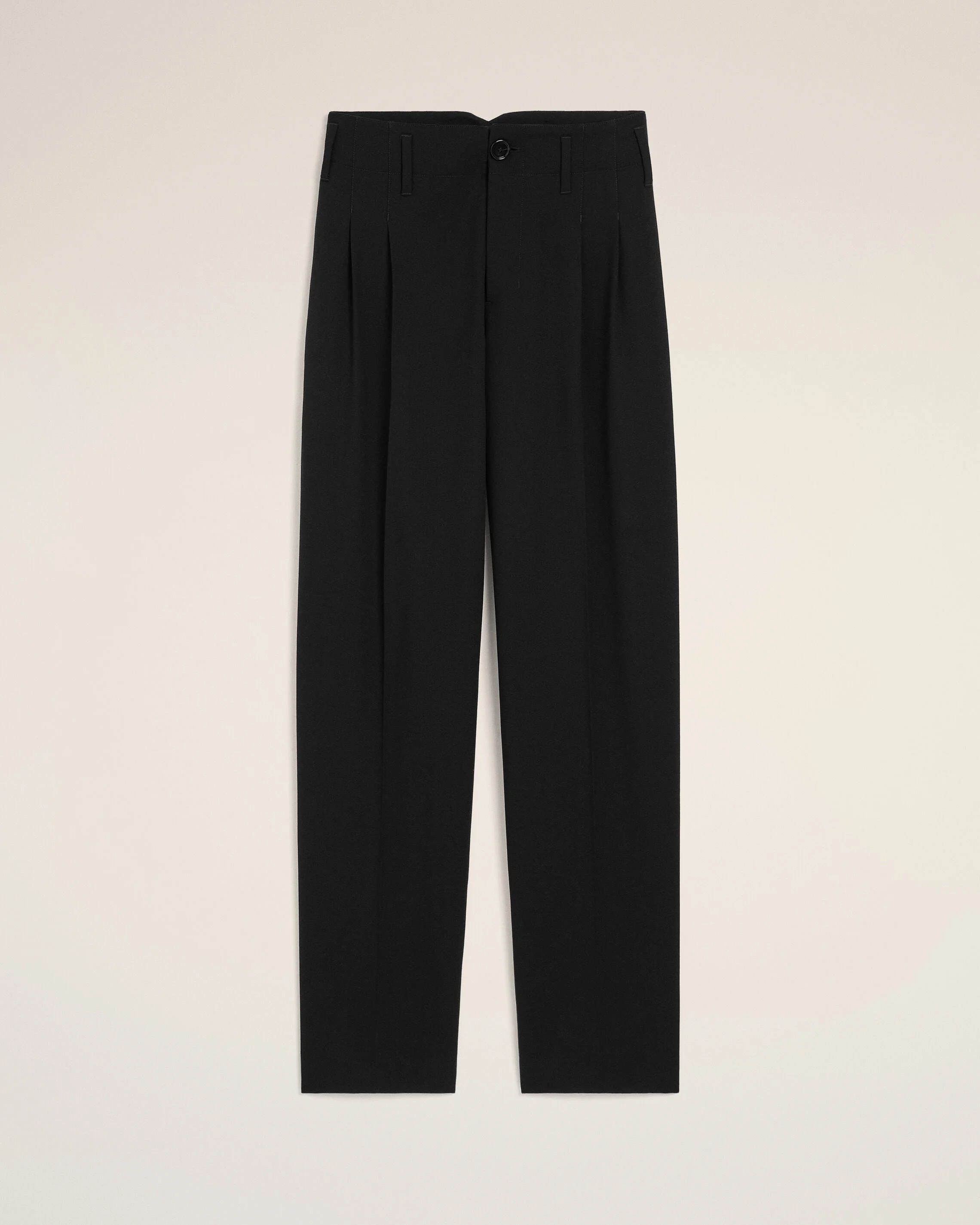 BLACK TWO-PLEATS WOOL TROUSERS - 1