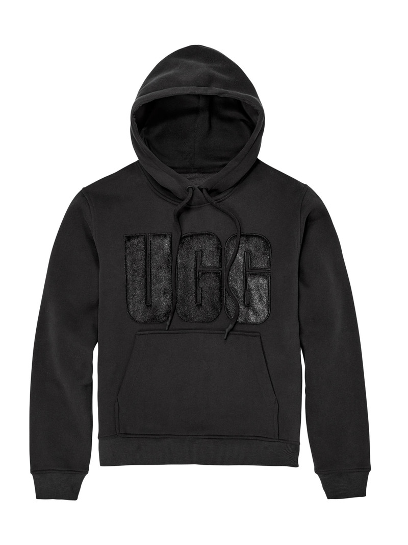 Women's Fuzzy Logo Hoodie - Black 1